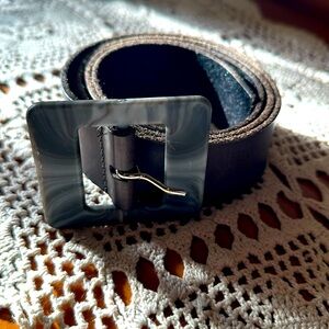 Halogen Marbled Buckle Leather Belt